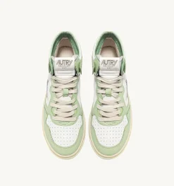 Sneakers Medalist Mid In Pelle Bicolore Bianco Nile Green