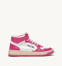 Sneakers Medalist Mid In Pelle Bicolore Bianco E Fuxia