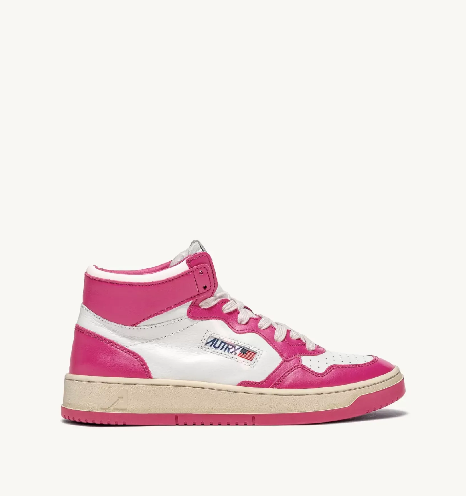 Sneakers Medalist Mid In Pelle Bicolore Bianco E Fuxia