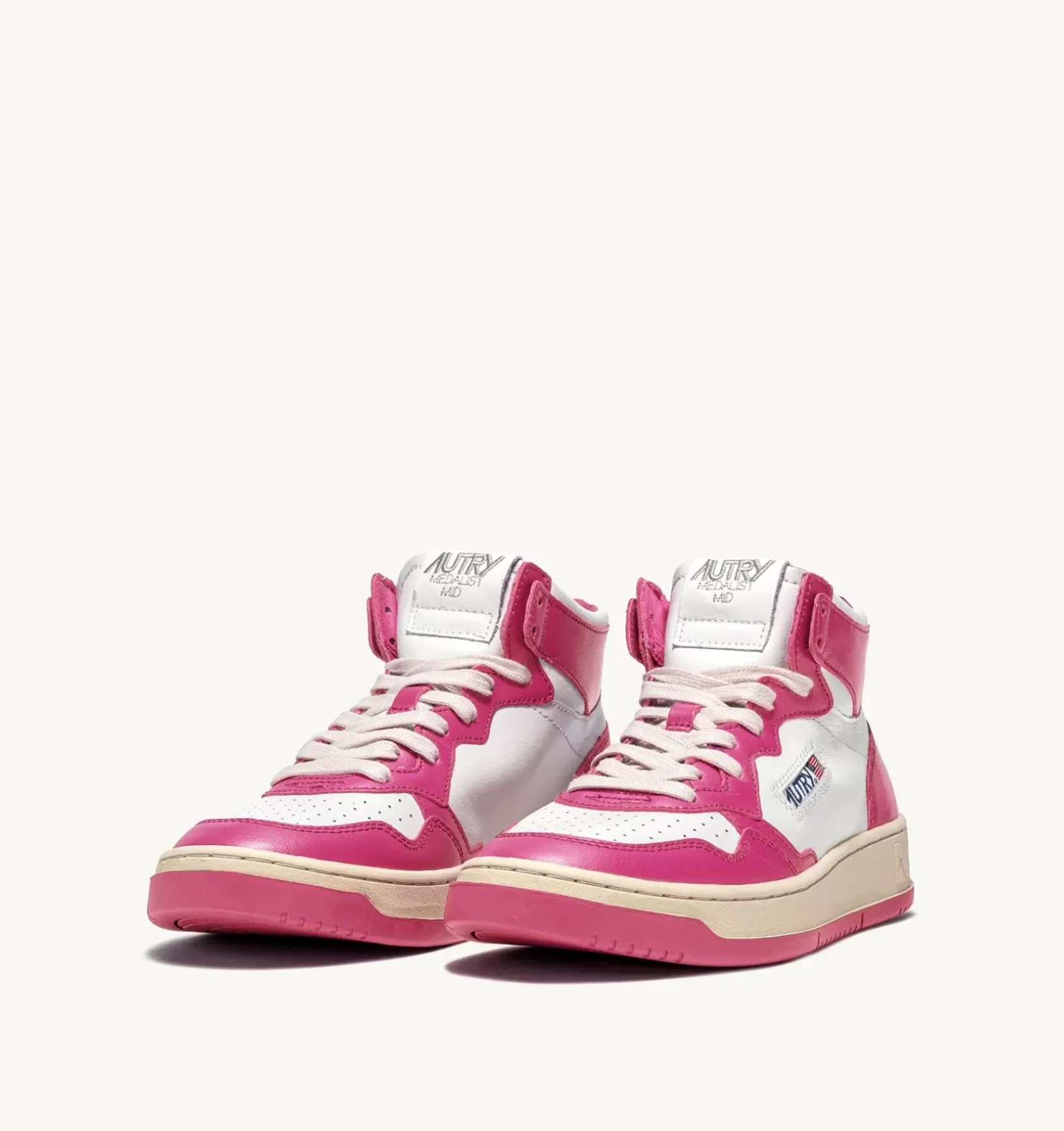 Sneakers Medalist Mid In Pelle Bicolore Bianco E Fuxia