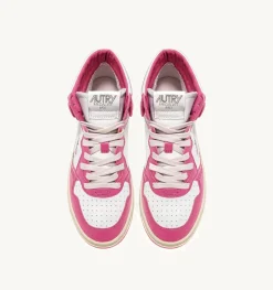 Sneakers Medalist Mid In Pelle Bicolore Bianco E Fuxia