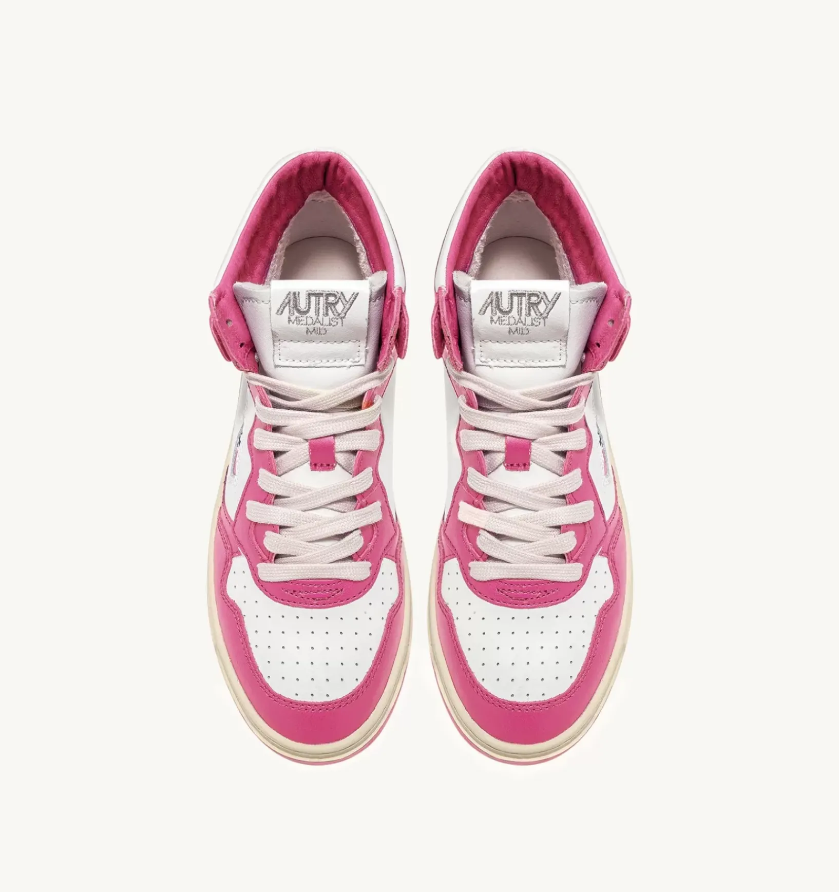 Sneakers Medalist Mid In Pelle Bicolore Bianco E Fuxia