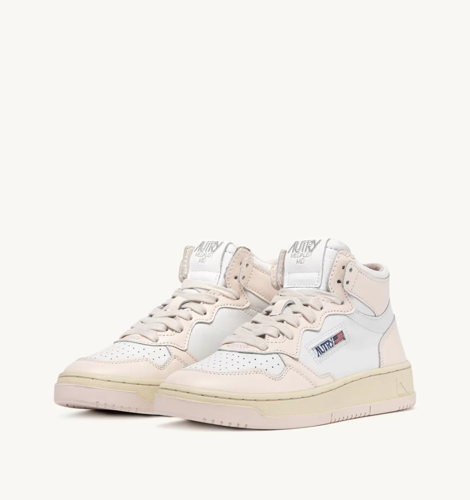 Sneakers Medalist Mid In Pelle Bianco Rosa