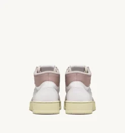 Sneakers Medalist Mid In Pelle Di Capra E Suede Bianco Rosa