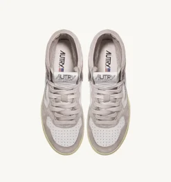 Sneakers Medalist Mid In Pelle Di Capra E Suede Bianco Rosa