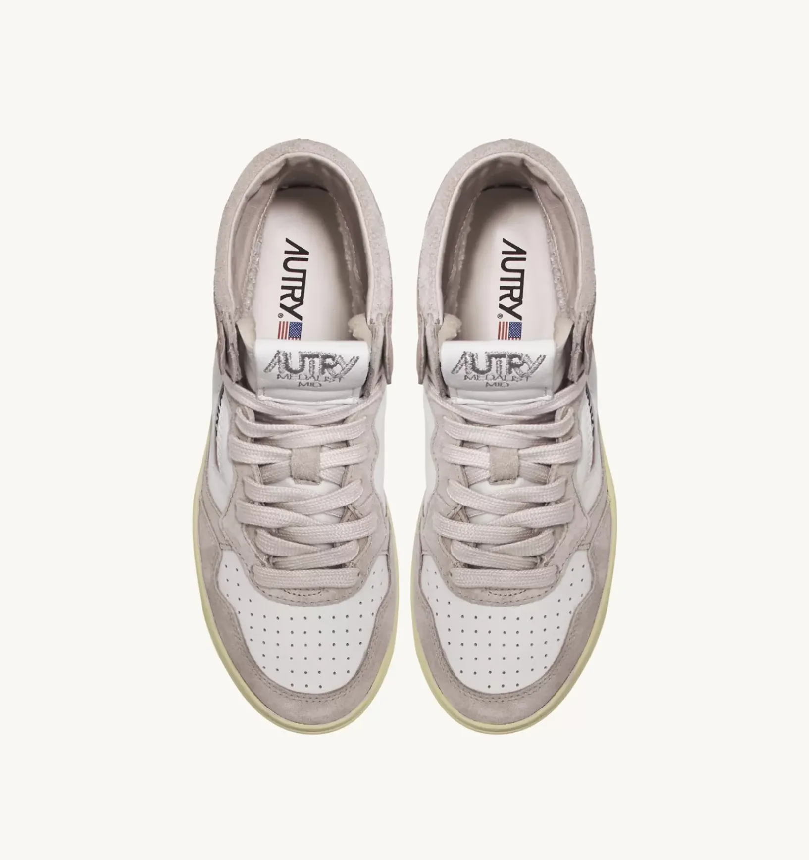 Sneakers Medalist Mid In Pelle Di Capra E Suede Bianco Rosa