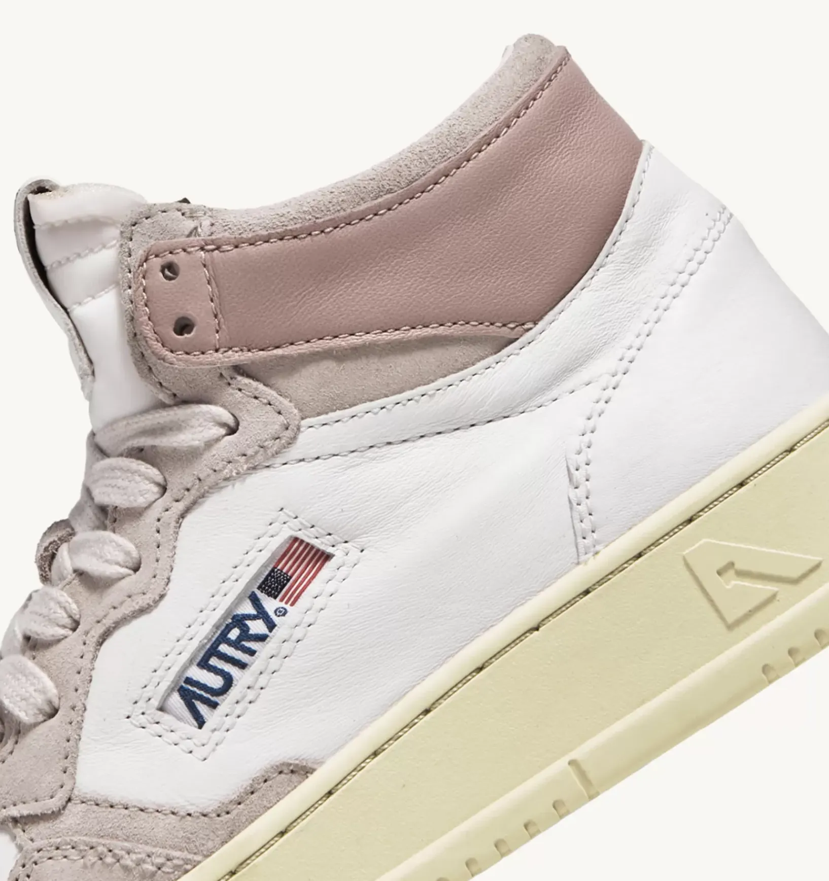 Sneakers Medalist Mid In Pelle Di Capra E Suede Bianco Rosa