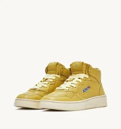 Sneakers Medalist Mid In Morbida Pelle Yellow Iris Di Capra