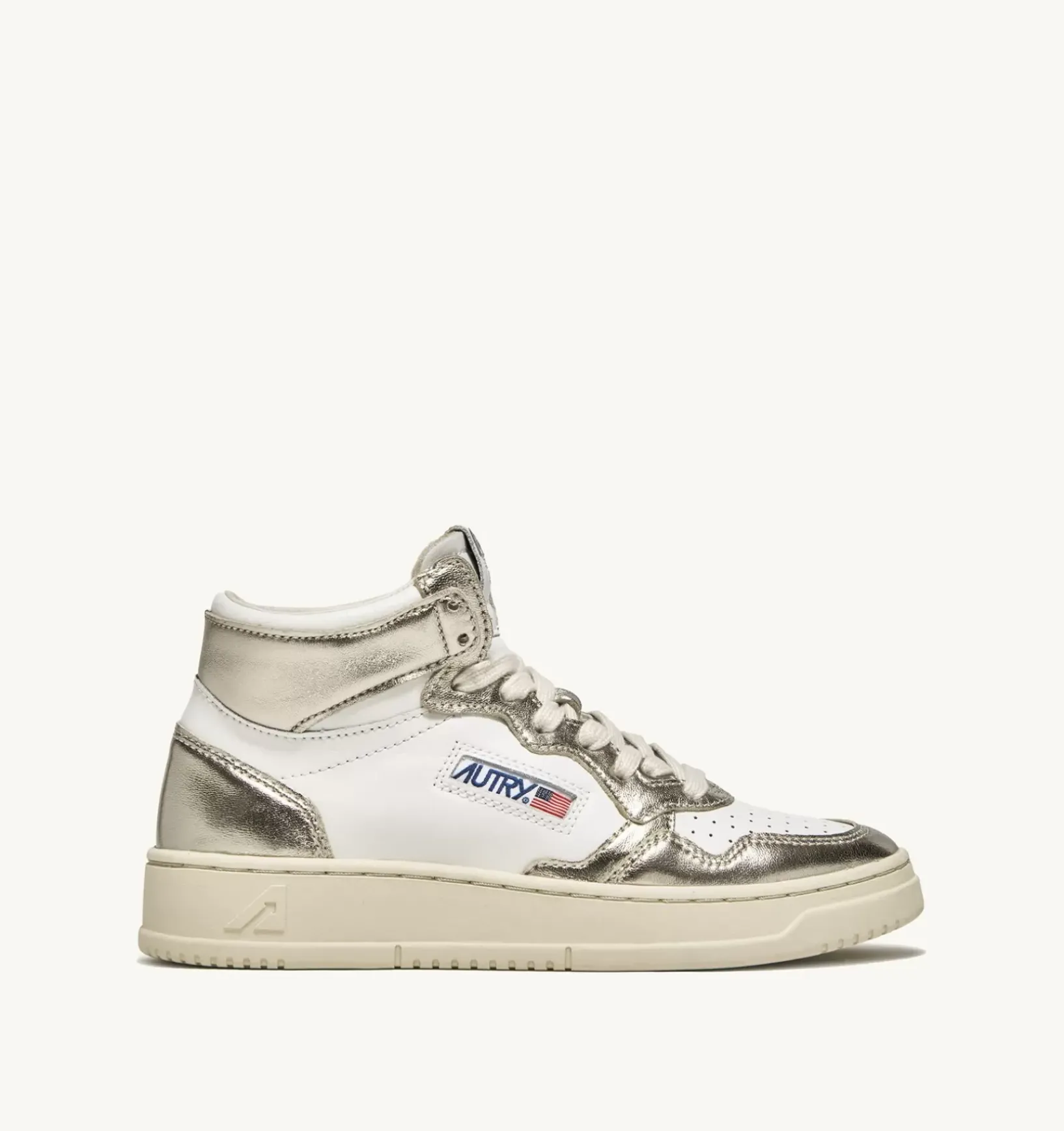 Sneakers Medalist Mid In Pelle Bicolore Bianco E Platinum
