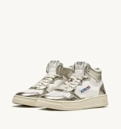 Sneakers Medalist Mid In Pelle Bicolore Bianco E Platinum
