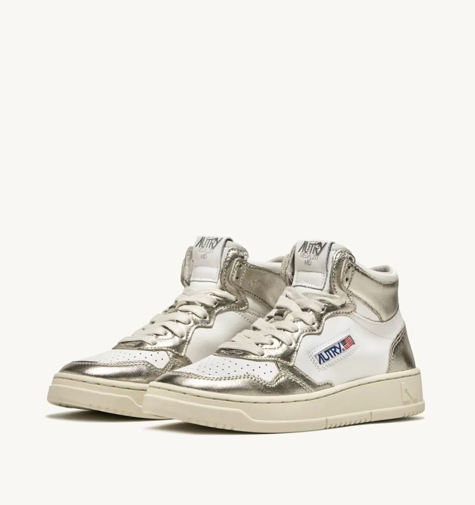 Sneakers Medalist Mid In Pelle Bicolore Bianco E Platinum