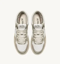 Sneakers Medalist Mid In Pelle Bicolore Bianco E Platinum