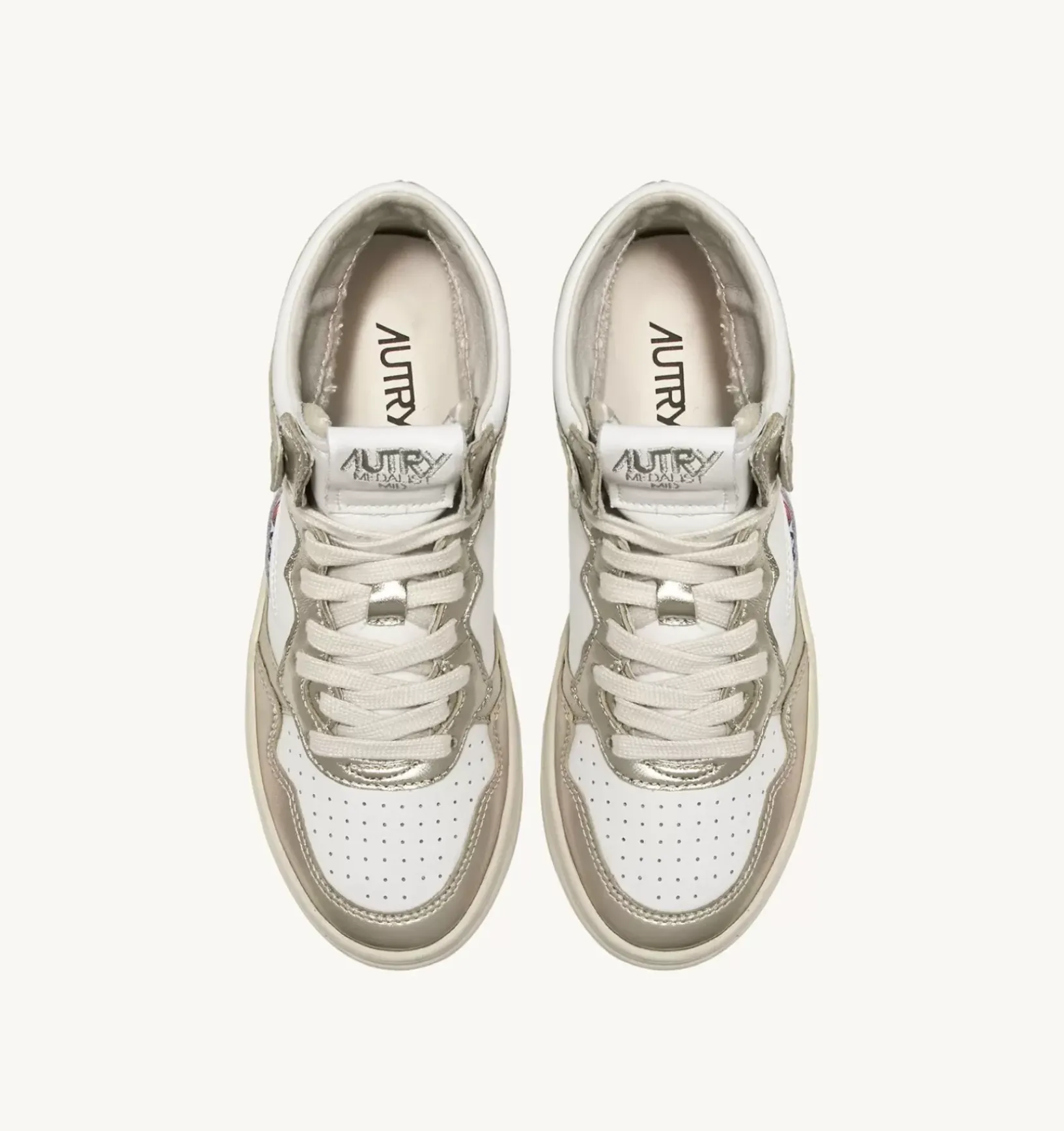 Sneakers Medalist Mid In Pelle Bicolore Bianco E Platinum