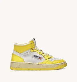 Sneakers Medalist Mid In Pelle Bicolore Bianco E Yellow