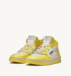 Sneakers Medalist Mid In Pelle Bicolore Bianco E Yellow