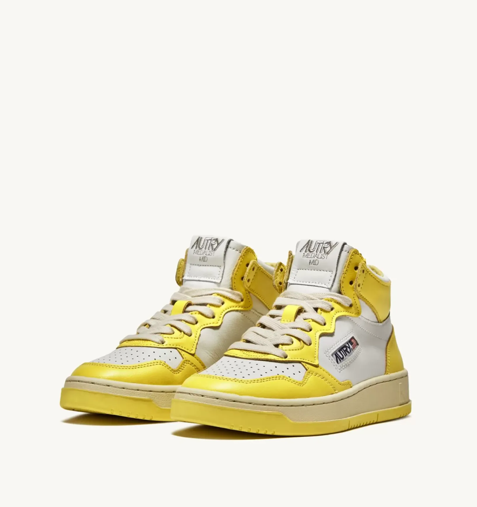 Sneakers Medalist Mid In Pelle Bicolore Bianco E Yellow