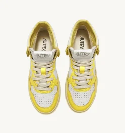 Sneakers Medalist Mid In Pelle Bicolore Bianco E Yellow
