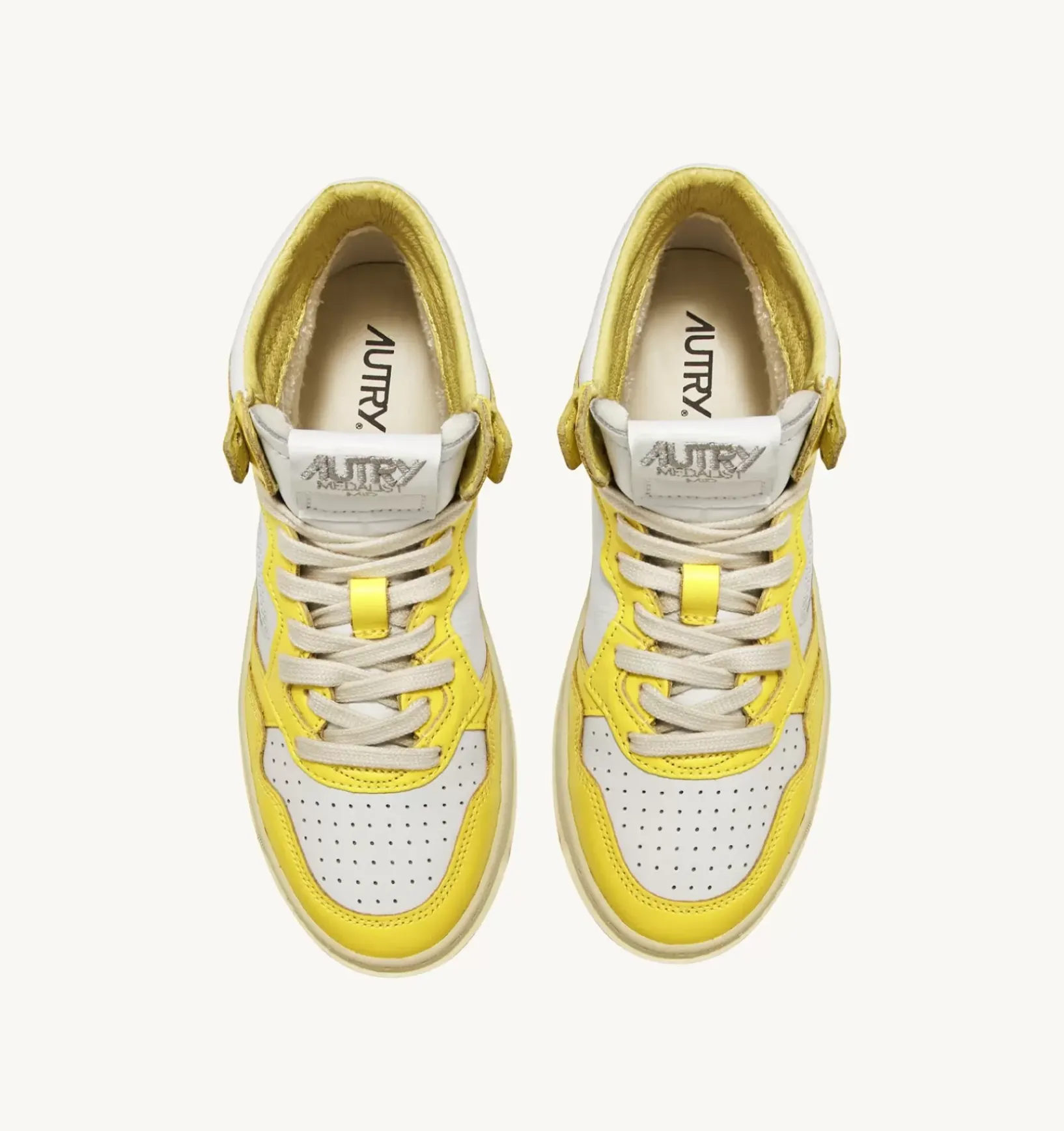 Sneakers Medalist Mid In Pelle Bicolore Bianco E Yellow