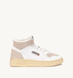 Sneakers Medalist Mid In Pelle Bianca E Suede Beige
