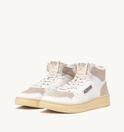 Sneakers Medalist Mid In Pelle Bianca E Suede Beige