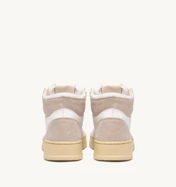 Sneakers Medalist Mid In Pelle Bianca E Suede Beige