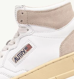 Sneakers Medalist Mid In Pelle Bianca E Suede Beige