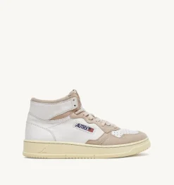 Sneakers Medalist Mid In Pelle Di Capra E Suede Bianco