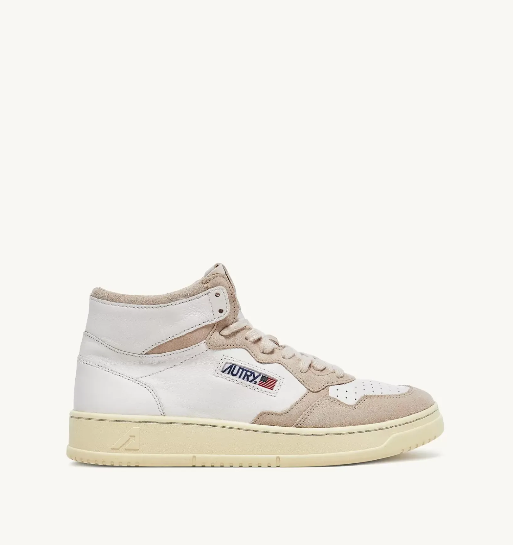 Sneakers Medalist Mid In Pelle Di Capra E Suede Bianco