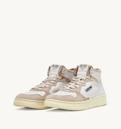 Sneakers Medalist Mid In Pelle Di Capra E Suede Bianco