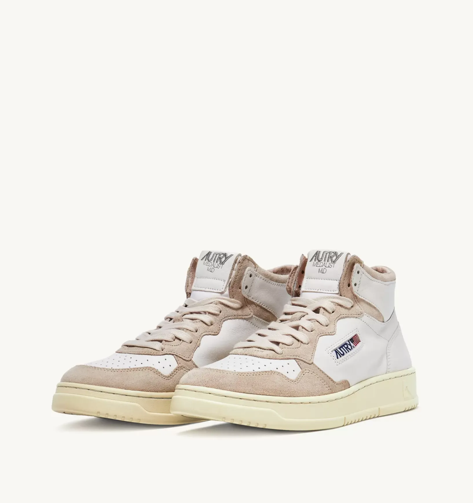 Sneakers Medalist Mid In Pelle Di Capra E Suede Bianco