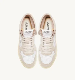 Sneakers Medalist Mid In Pelle Di Capra E Suede Bianco