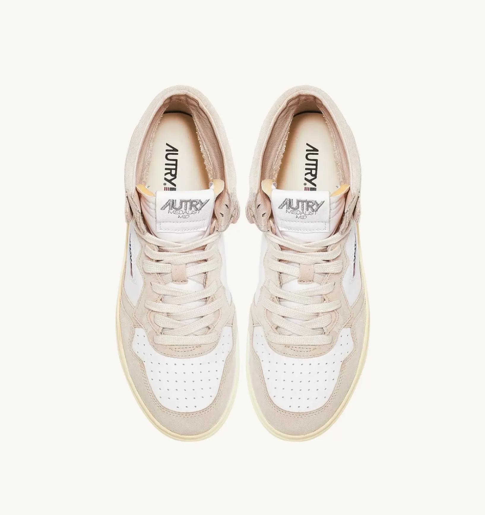 Sneakers Medalist Mid In Pelle Di Capra E Suede Bianco