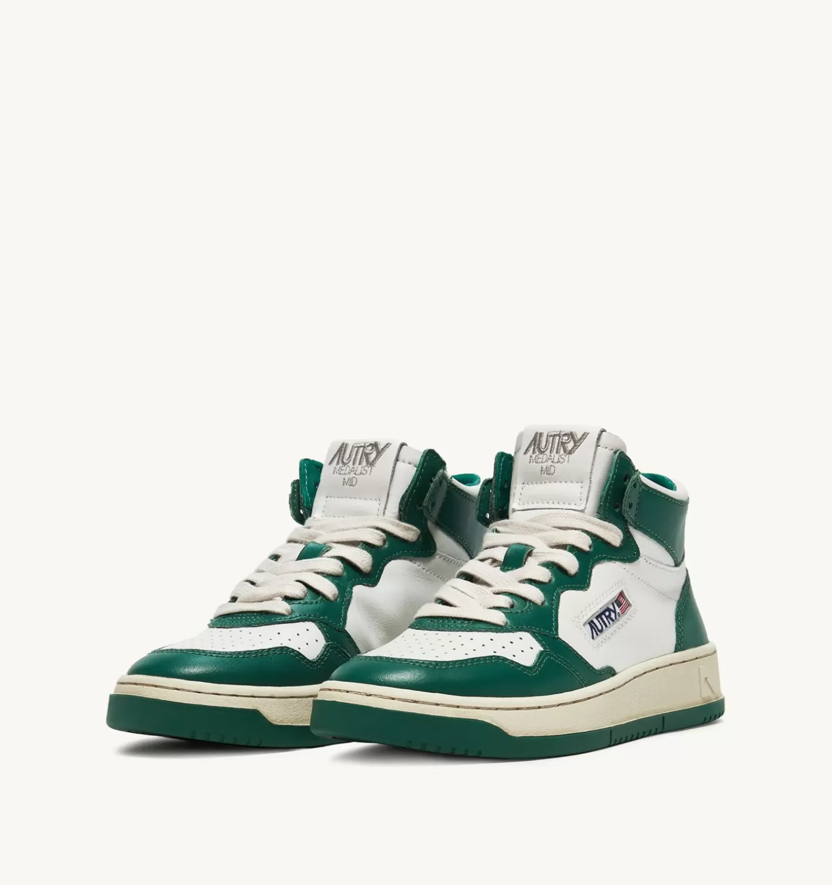 Sneakers Medalist Mid In Pelle Bicolore Bianco E Verde