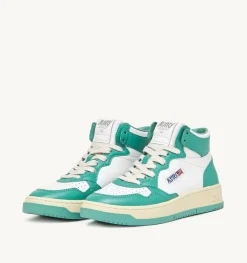 Sneakers Medalist Mid In Pelle Bianca E Verde