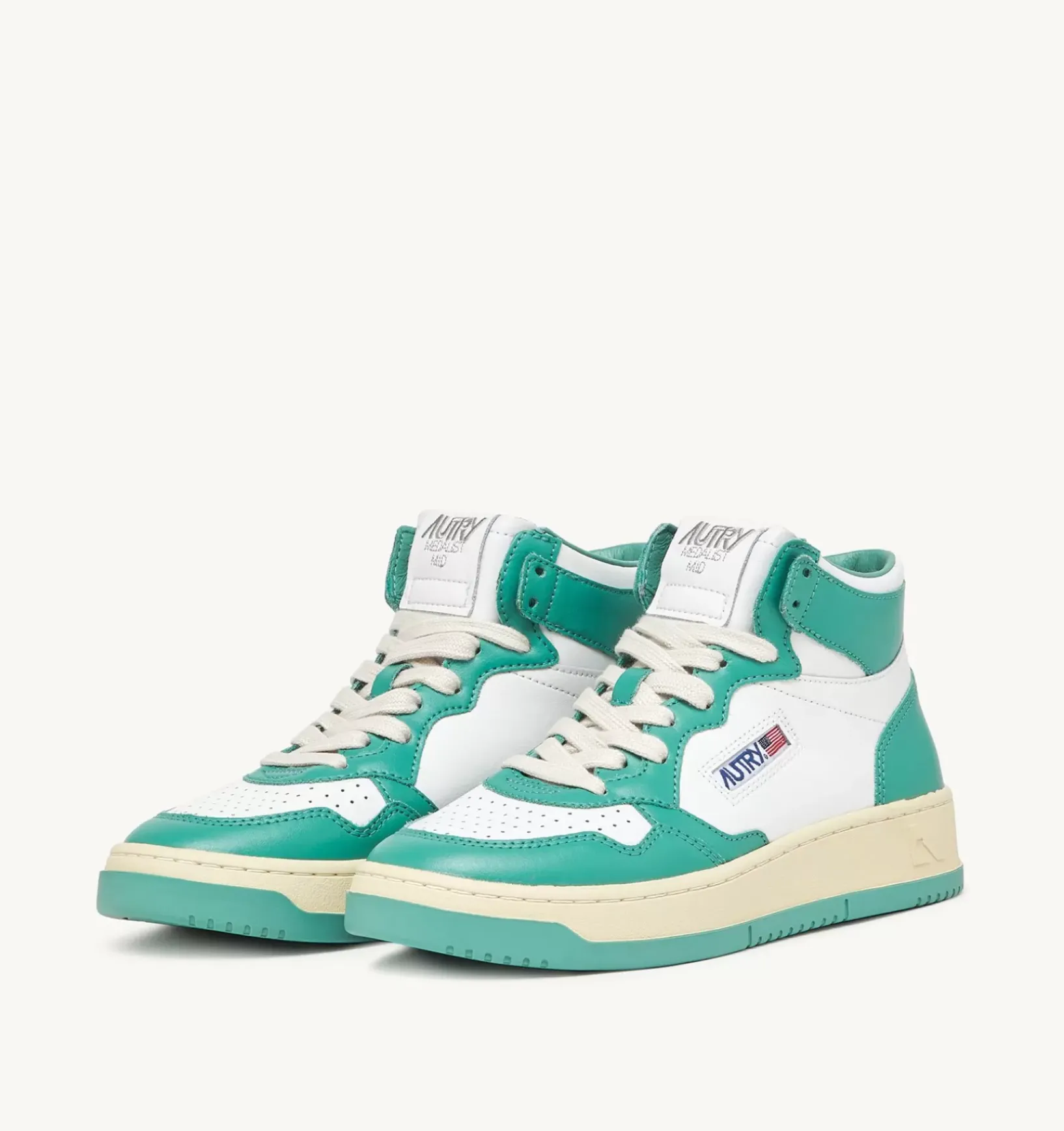 Sneakers Medalist Mid In Pelle Bianca E Verde