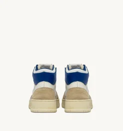 Sneakers Medalist Mid Super Vintage In Pelle Yellowing Bianco E Blu
