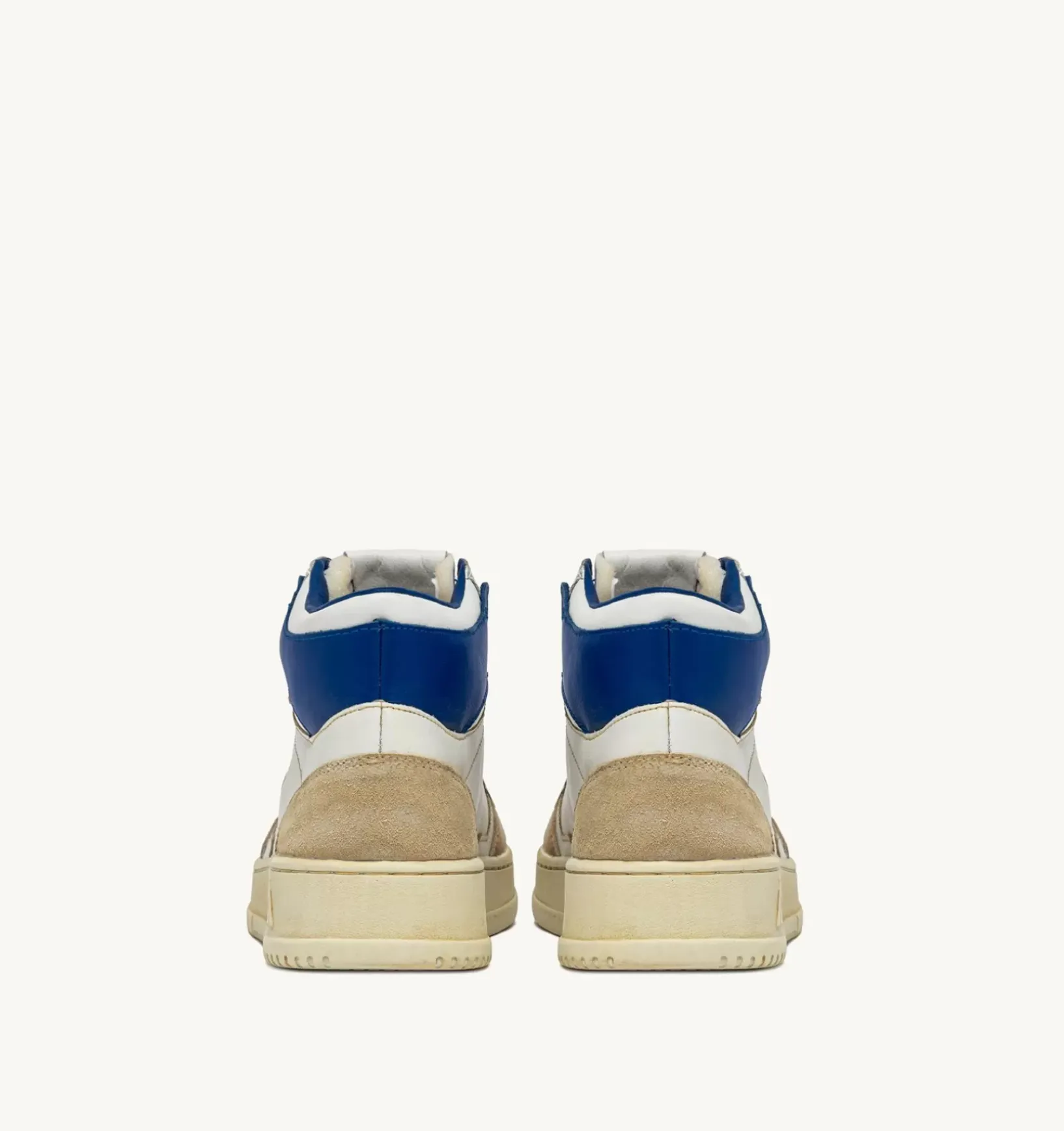Sneakers Medalist Mid Super Vintage In Pelle Yellowing Bianco E Blu