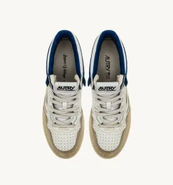 Sneakers Medalist Mid Super Vintage In Pelle Yellowing Bianco E Blu