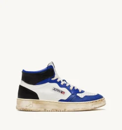 Sneakers Medalist Mid Super Vintage In Pelle Bianco Blue Nero