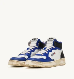 Sneakers Medalist Mid Super Vintage In Pelle Bianco Blue Nero