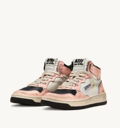 Sneakers Medalist Mid Super Vintage In Pelle Colore Bianco E Rosa