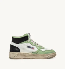 Sneakers Medalist Mid Super Vintage In Pelle Bianco Nile Blu