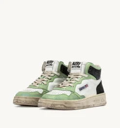Sneakers Medalist Mid Super Vintage In Pelle Bianco Nile Blu