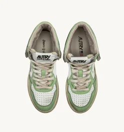 Sneakers Medalist Mid Super Vintage In Pelle Bianco Nile Blu