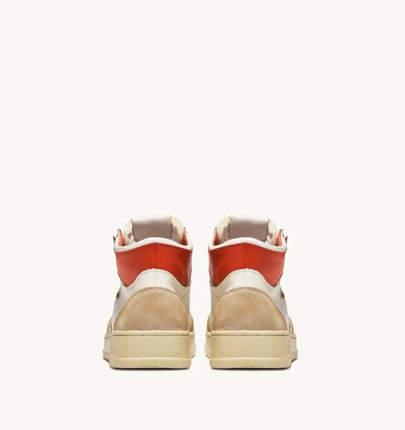 Sneakers Medalist Mid Super Vintage In Pelle Yellowing Bianco Arancio