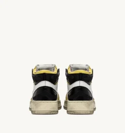 Sneakers Medalist Mid Super Vintage In Pelle Bianco Nero Giallo