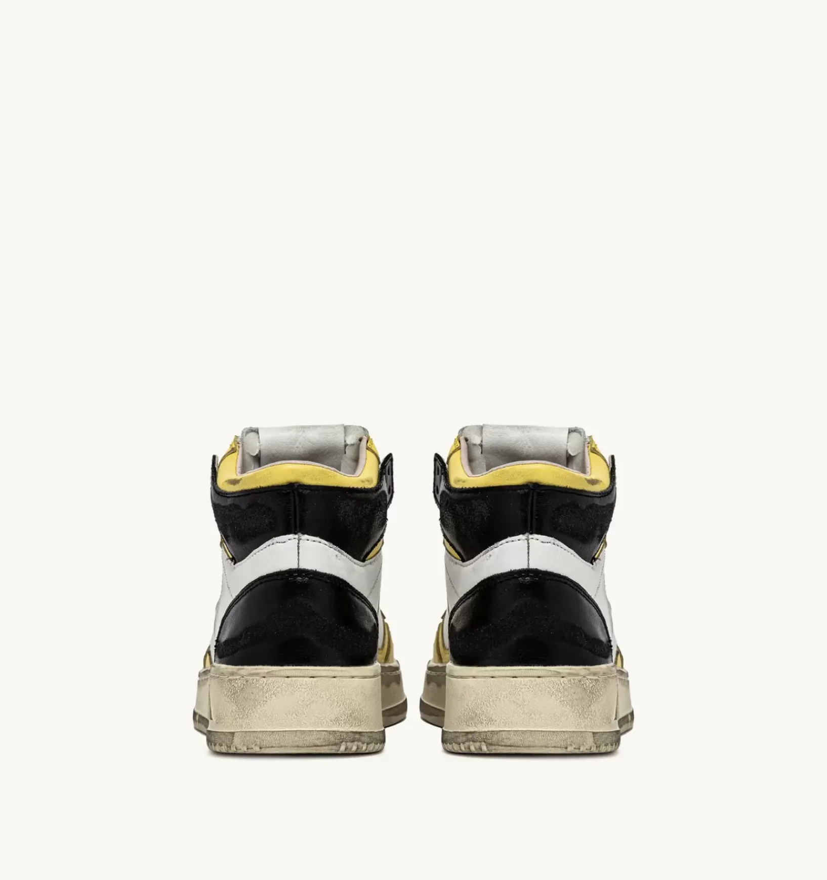 Sneakers Medalist Mid Super Vintage In Pelle Bianco Nero Giallo