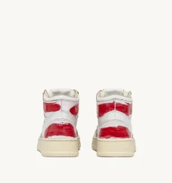 Sneakers Medalist Mid Super Vintage In Pelle Asportable Bianco Rosso
