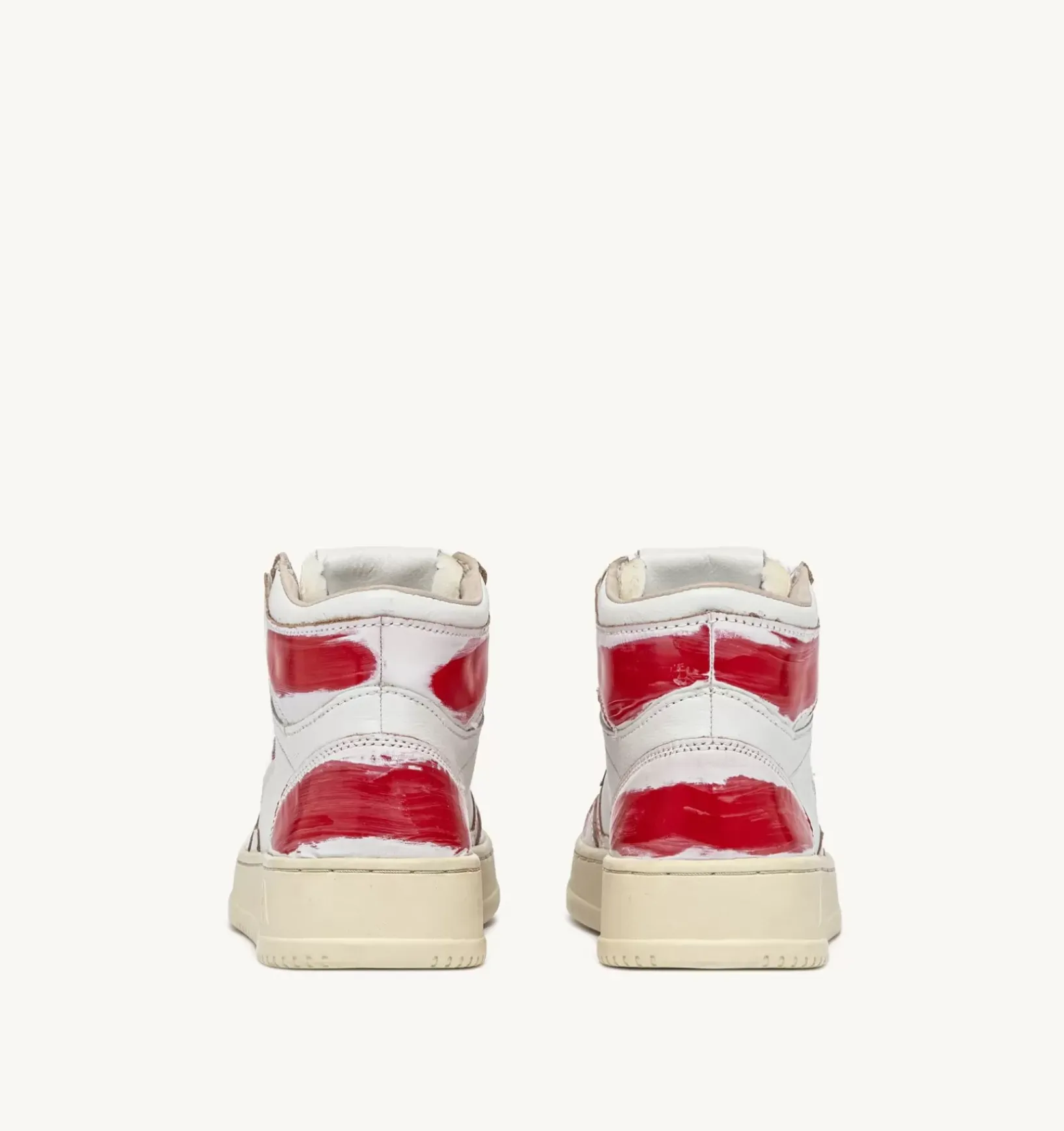 Sneakers Medalist Mid Super Vintage In Pelle Asportable Bianco Rosso