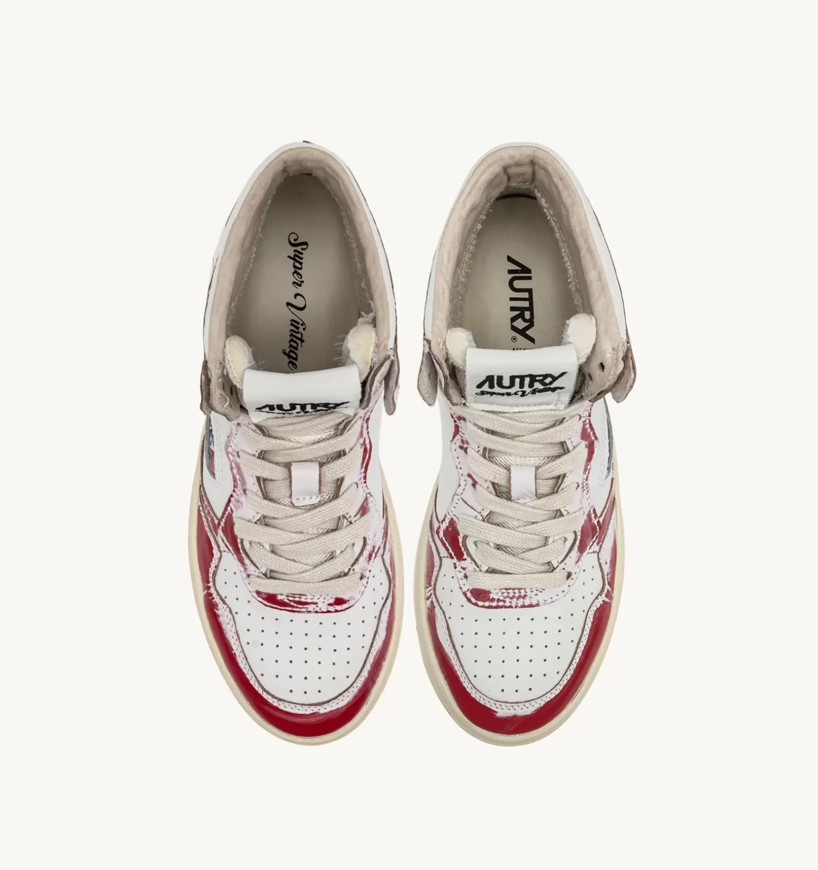 Sneakers Medalist Mid Super Vintage In Pelle Asportable Bianco Rosso